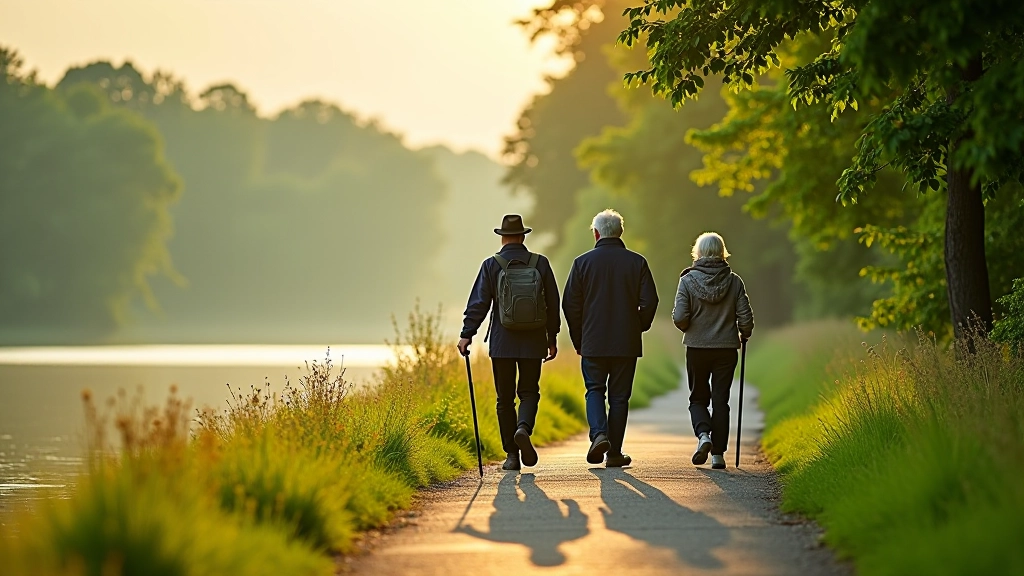 Grupa senioru staigā pa Daugavas krastmalu
